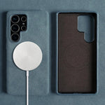 Full Coverage Magnetic ALCANTARA Case For Samsung Galaxy S25 Ultra S24 S23 S21 for Magsafe Artificial Leather Suede Phone Cover