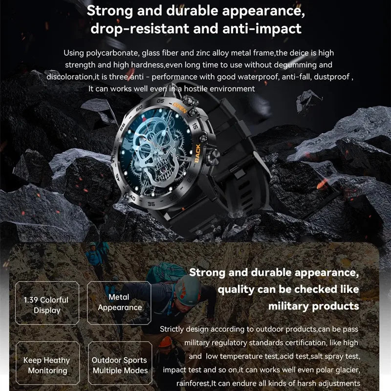 K52 Smart Watch Men 1.39inch IPS Screen Bluetooth Call Custom Dial Heart Rate Health Monitoring Outdoor Sport Smartwatch