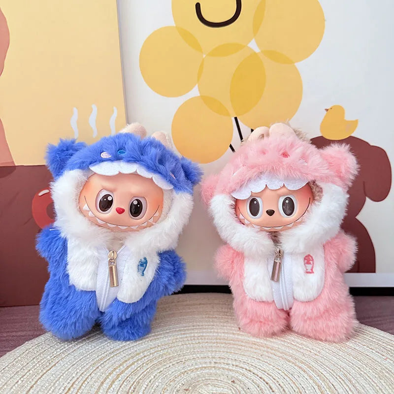 Abubu Doll Clothes Cute Cartoon Jumpsuit for Labubu Idol V1 V2 Dolls Clothing Accessories 15/17cm Plush Doll Universal