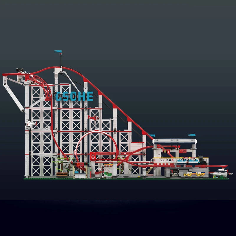 Motorized Roller Coaster Brick Set – Technical Building Model with Moving Train, Perfect Gift for Adults & Teens