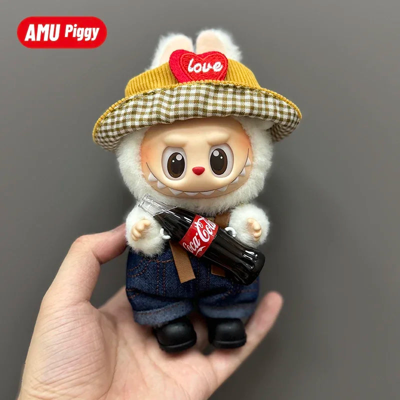 Clothes for Clothes Doll DIY Accessories Pull Cloth Cola Happiness Factor Labubu Clothes Set Doll Outfit Have Shoes