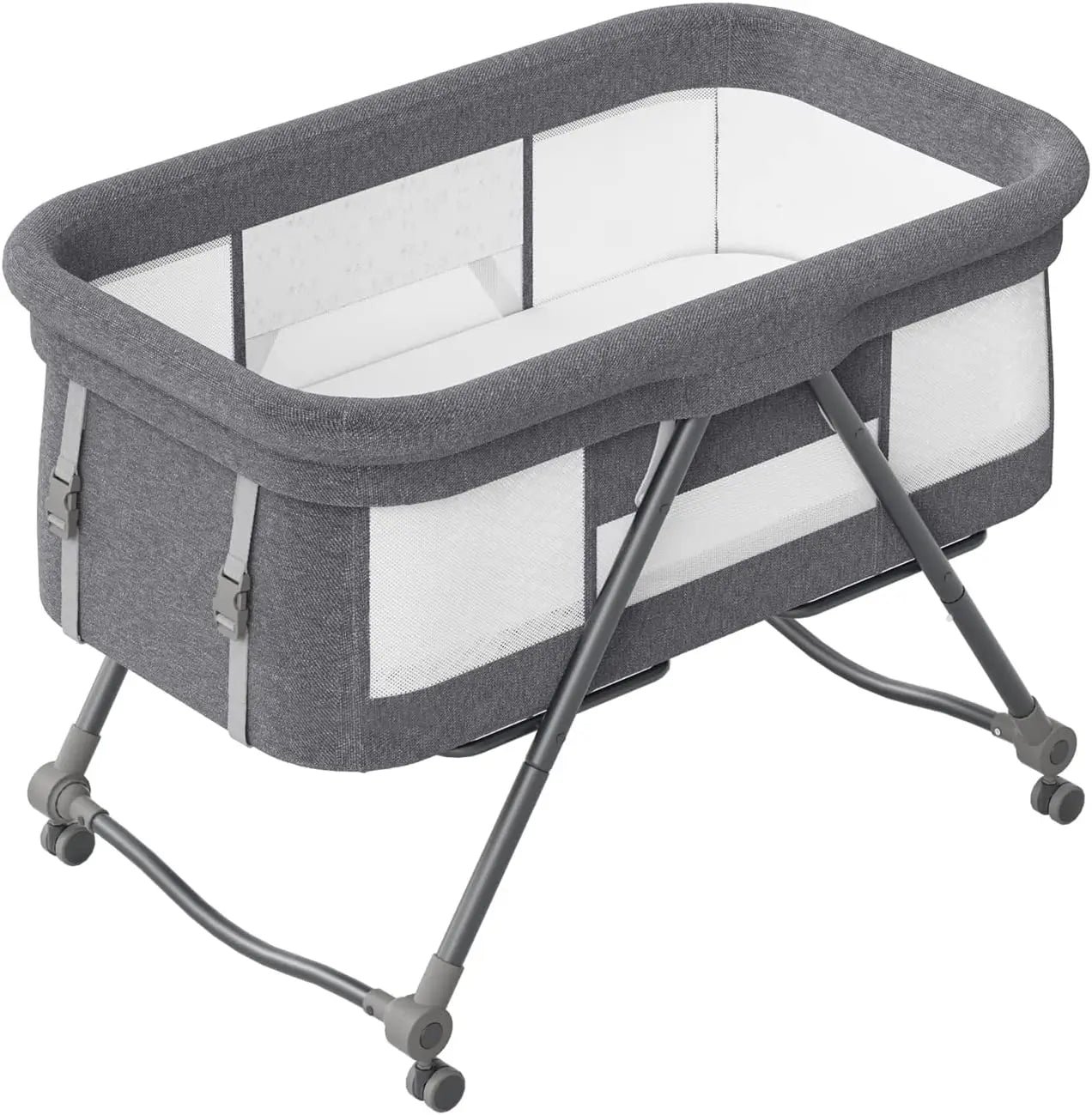 Baby Travel Cot with Mattress & Wheels – Convertible Rocking Crib
