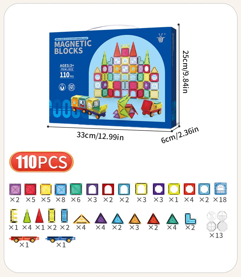 Magnetic Tiles for Kids Ages 3-5 4-8 Magnet Toys for 3 4 5 6 7 8+ Year Old Boys Girls Toddlers Magnetic Building Blocks Preschoo