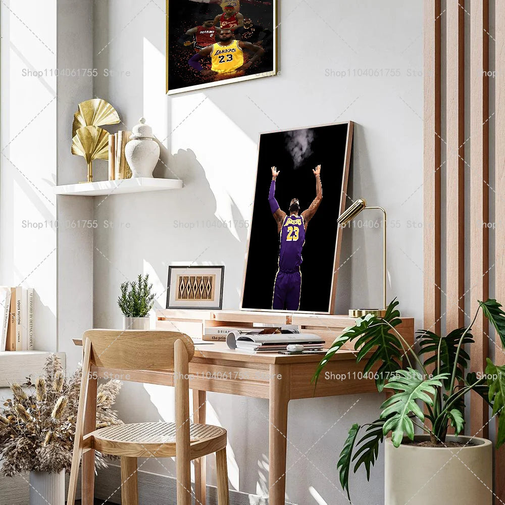 1PC L-LeBron J-James Poster Self-adhesive Art Waterproof Paper Sticker Coffee House Bar Room Wall Decor