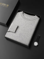 Men 100% Cashmere Thick Sweaters High Stretch Knitted Pullovers  2023 Winter Office Male Fashion  Loose Casual Tops DX01