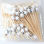 100pcs Halloween Disposable Bamboo Skewers Pumpkin Ghost Fruit Fork Buffet Dessert Cocktail Bamboo Stick Halloween Decoration