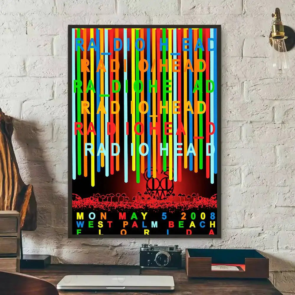 Rock Band R-Radiohead Poster Gallery Prints Self Adhesive Home Decor Decoration Wall Decals Living Room Sticker