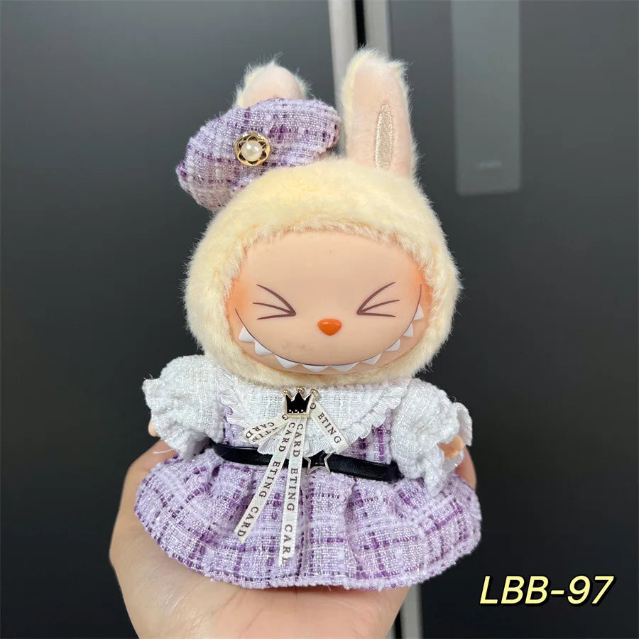 Cute Mini Plush Doll Clothes for 17cm Labubu Many Kinds of Overalls Clothes Accessories