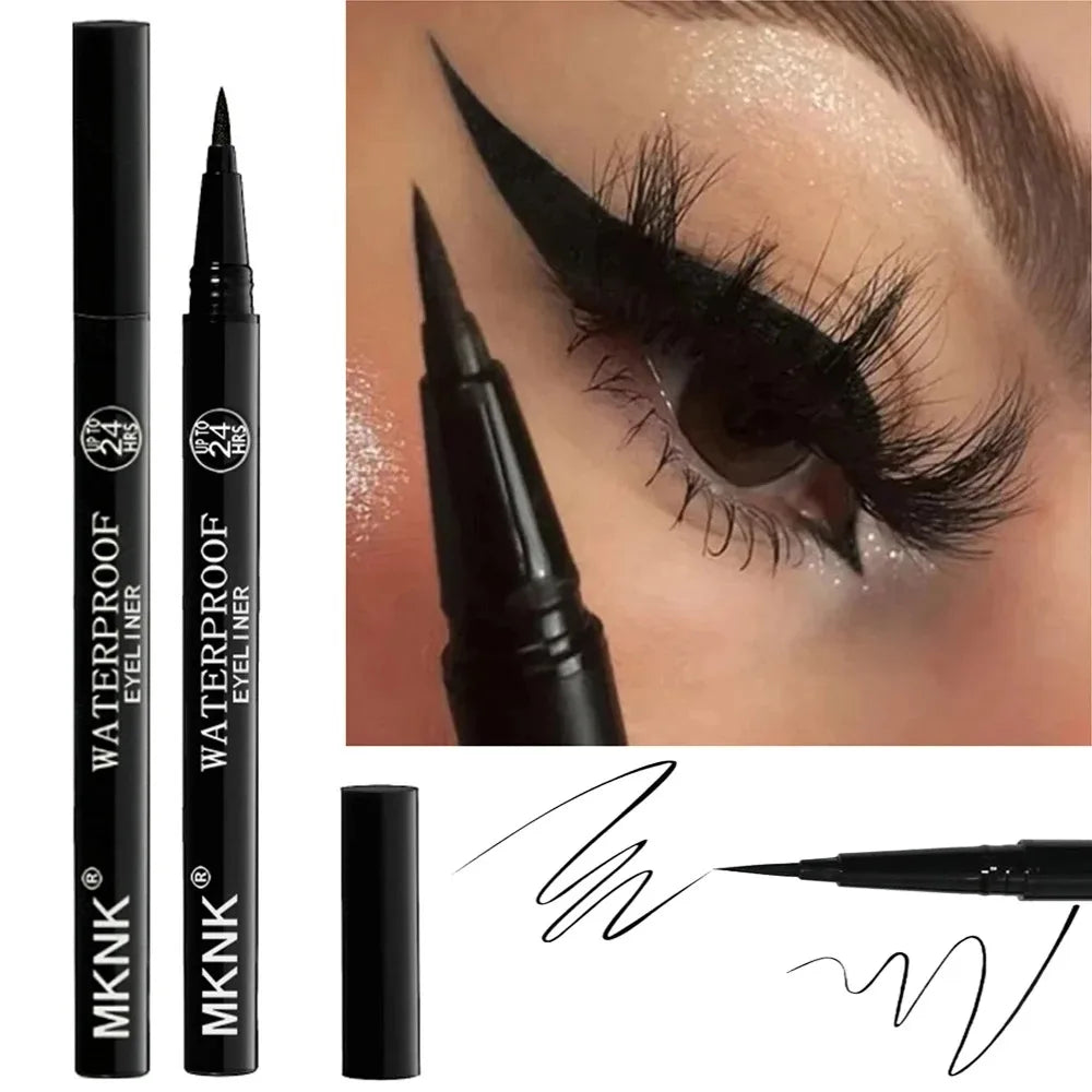 1/2 PCS Black Quick-Dry Eyeliner Pencil - 24H Lasting Smooth Matte Waterproof Anti-Smudge Liquid Eyeliner Makeup for Eyes