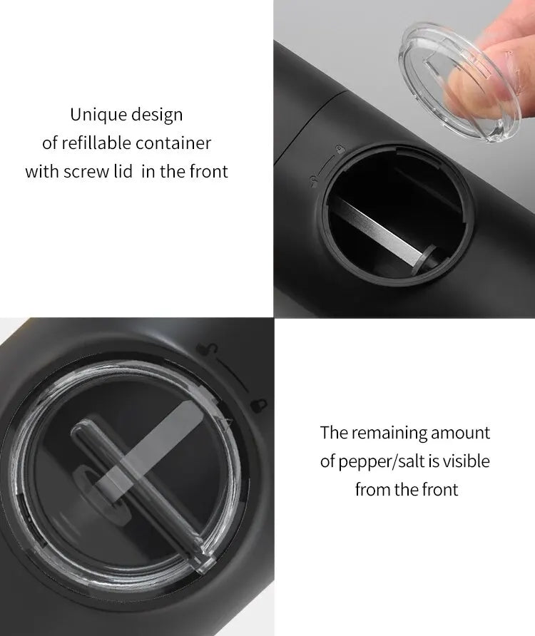 Rechargeable USB Electric Automatic Salt and Pepper Grinder Set Gravity Spice Mill Adjustable Spices Grinder Kitchen Tools