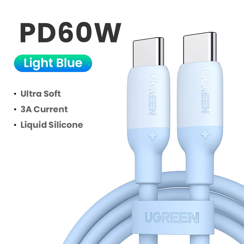 UGREEN 60W 100W USB C To Type C Cable For iPhone 15 Fast Charging Cable For Macbook Xiaomi Samsung Liquid Silicone 5A USB Cable