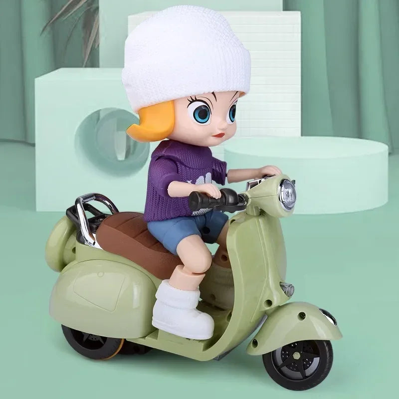 New Mini Electric Motorcycle Toy For Labubu Doll Accessories Fun Cute Doll Toys With Lights And Music Rotating Miniature Gift