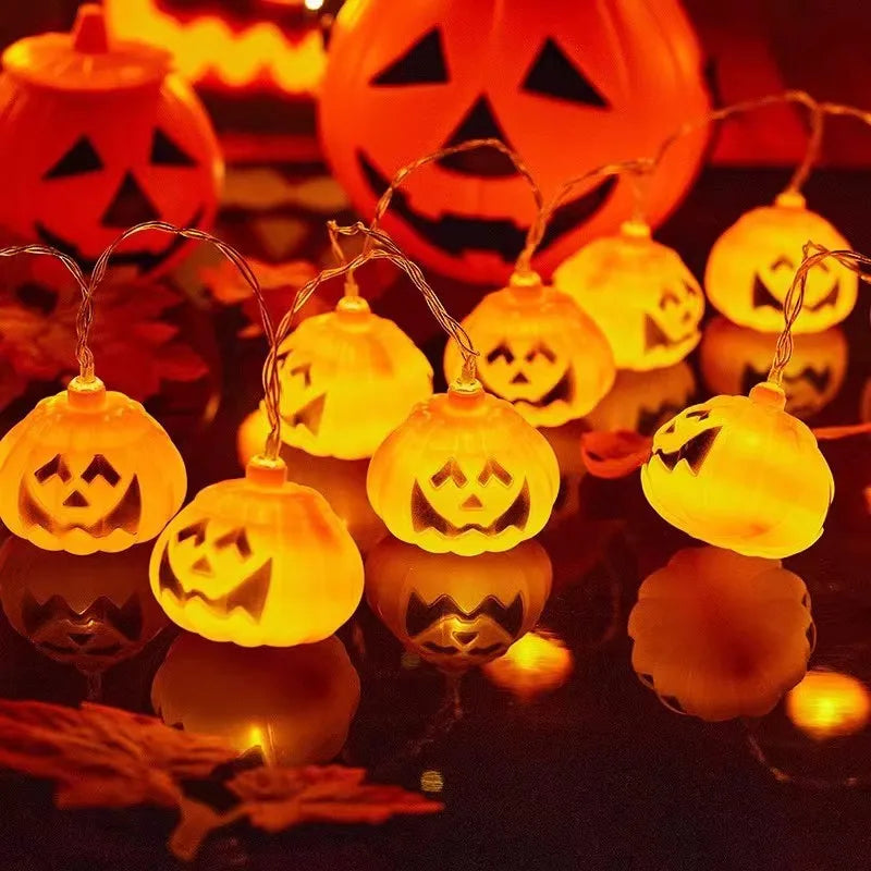 1.5M 10LED Halloween LED Light String Horror Eyeballs Pumpkin Spider Bat Skull Lamp Trick Or Treat Happy Halloween Party Decor
