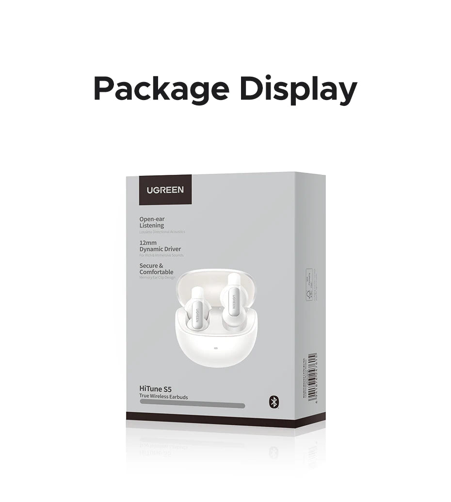 UGREEN HiTune S5 TWS Open Ear Clip Wireless Earbuds Bluetooth Sports Earphones Headphones in Mic with Earhooks & Ear Hook