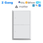 Manhot Matter WiFi Smart Wall Light Switch 1 2 3 4 Gangs with Neutral Wire Push  Physical Light Switches work with Homekit App