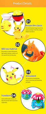 Figure Pokemon Pokeball transform Pikachu Charizard Venusaur Blastoise Mewtwo Gyarados Solgaleo Lunala Eevee poke ball toy gift