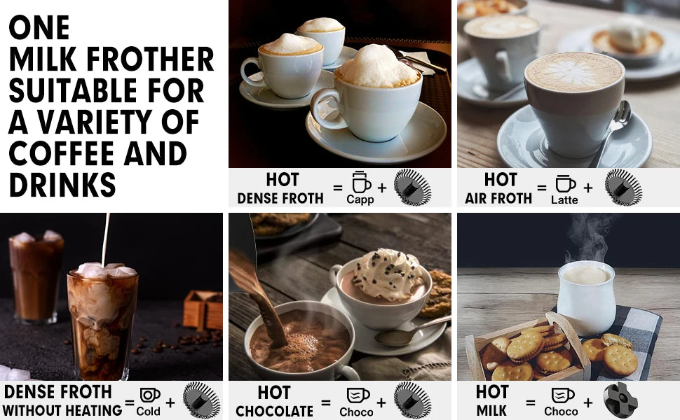 DEVISIB 4 in 1 Multi-function Milk Frother Electric Hot and Cold for Making Latte Cappuccino Coffee Chocolate Kitchen Appliances