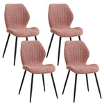 Set of 4 Upholstered Padded Dining Chairs Linen Fabric Kitchen Chairs Metal Legs for Balcony Restaurant Cafe Home Room