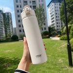 TYESO 600ML/750ML Thermos Water Bottle With Straw Stainless Steel Car Thermal Sports Cup Keeps Cold and Heat Thermal Travel Mug