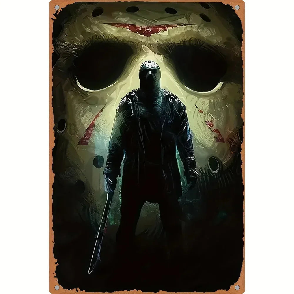 Halloween Horror Movie Metal Sign - Shabby Tin Wall Art, Man Cave Theater Home Decor