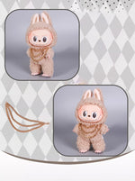 Luxury Tidal Current Labubu Black Hip Hop Mask Knitted Hat Accessories 3-Layer Big Gold Chain Street Fashion Doll Ornaments