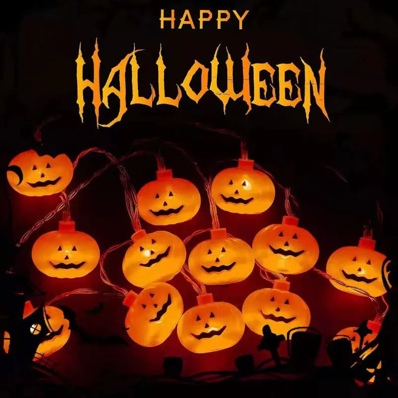 1.5M 10LED Halloween LED Light String Horror Eyeballs Pumpkin Spider Bat Skull Lamp Trick Or Treat Happy Halloween Party Decor