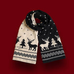 Christmas Scarf for Women Men Cute Deer Elk Knitted Scarves Winter Warm Woolen Shawl Girls Christmas Present