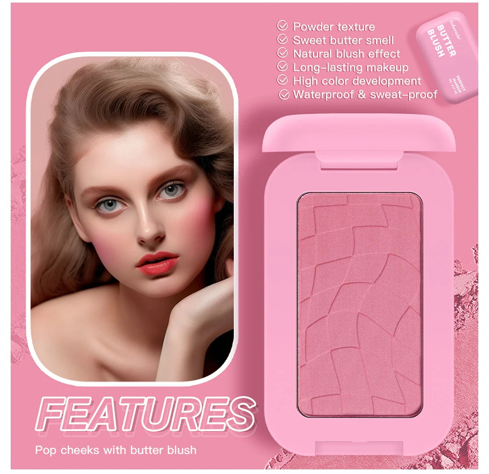 Professional Makeup Powder Blush 12HR Wear Vegan Formula Blusher Makeup Blush in Bar Cosmetics Palette Powder Pink Cream Face