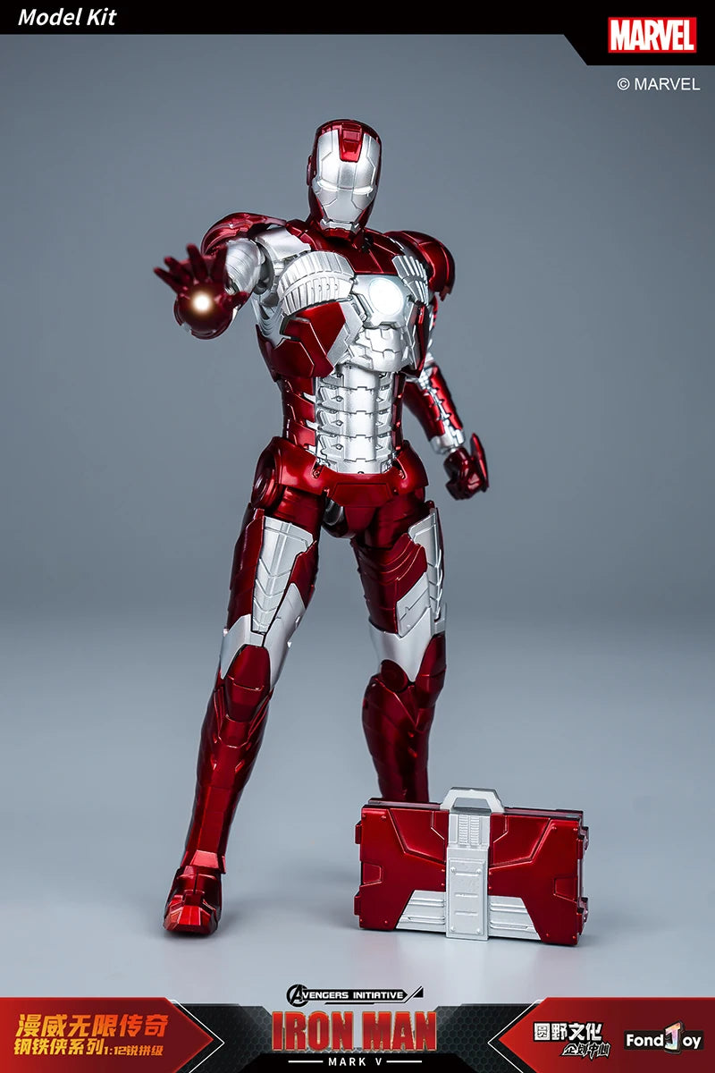 Fondjoy Marvel Iron Man MK1 Assemble Toy ABS Material First Generation Iron Man 1/12 Action Figures Toy Birthday Gifts for Boys