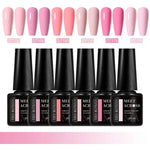 MEET ACROSS 6Pcs Gel Nail Polish Set Pink Red Green Macaron Color Manicure Kit For Nails UV Gel Nail Art Varnish Nail Supplies