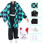 Anime Demon Slayer Kamado Tanjirou Cosplay Costume Kimetsu No Yaiba Cartoon Costume Sutis Wigs Halloween For Kids Adult CosParty