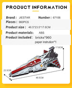 67106 JIESTAR High-tech Moc Venator Attack Cruiser Fighter Destroyer Brick Technical Model Building Star Blocks Space Ship Toys