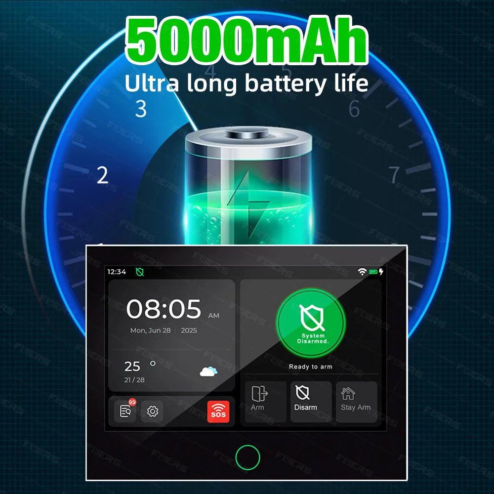 FUERS 7 Inch TFT Screen 4G Tuya Smart Home Security Alarm System G70 GSM WiFi Wireless Home Burglar Security Alarm System