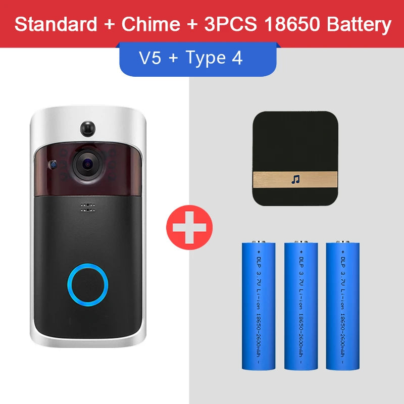 Video Doorbell Camera HD WiFi Doorbell Wireless Operated Motion Detector Audio & Speaker Night Vision for iOS&Android