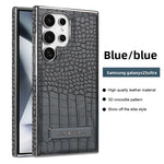 High Quality Leather Holder Electroplate Phone Case for Samsung Galaxy S25 S24 S23 Ultra S24 S23 Plus Bracket Magnetic Cover