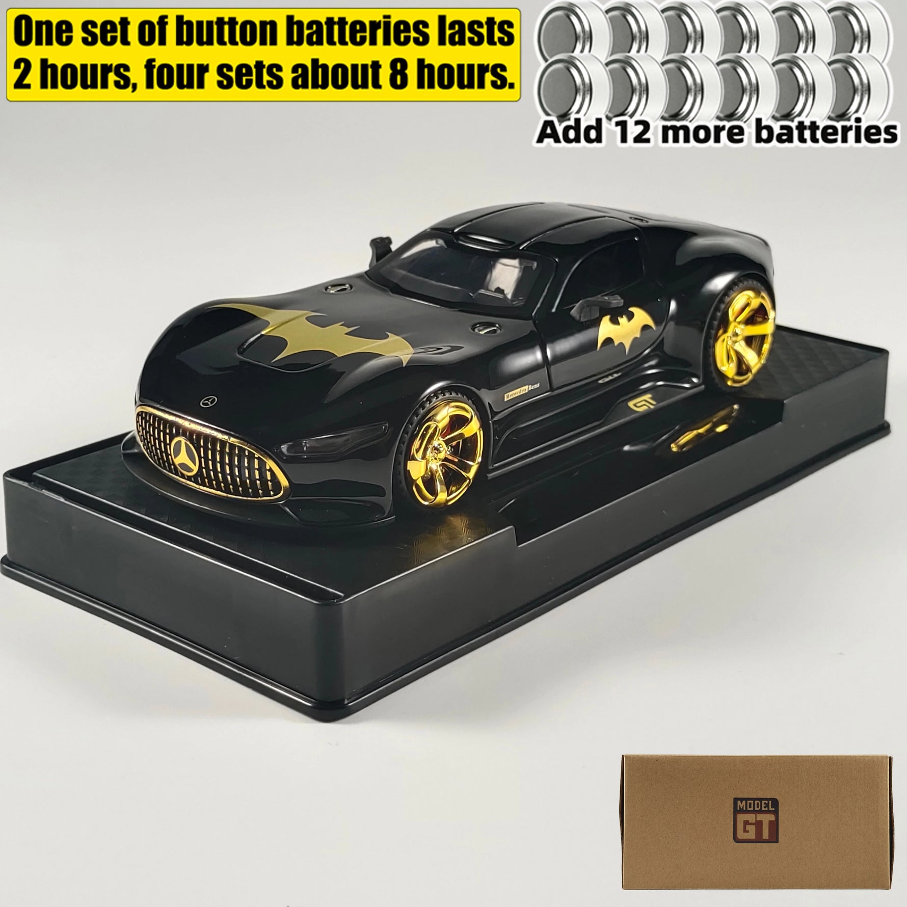 1:32 Batmobile Vision GT AMG Super Concept Car Diecast Metal Alloy Model Car Pull Back Sound And Light Bat Custom Edition Friend