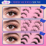 GROINNEYA Cat eye Lashes 5/6 pairs Clear Band Lashes Natural Look 6D Wispy Eyelashes False Lashes Eyelashs Extension