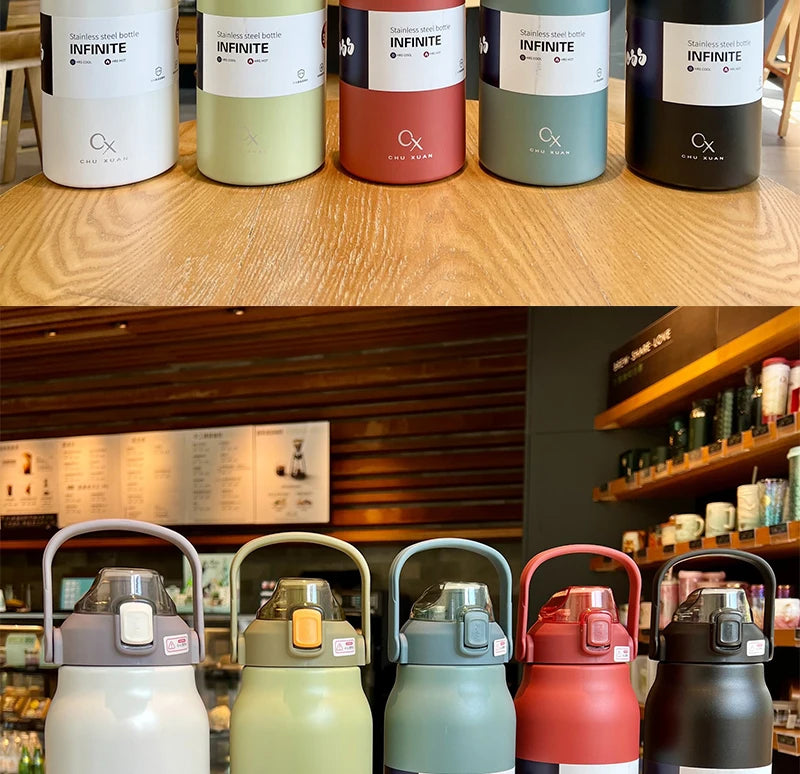 1.3L/1.7L Large Capacity Thermo Bottle Outdoor Mug Stainless Steel Thermos Water Bottle Portable Vaccum Flask Cold And Hot Tumbl