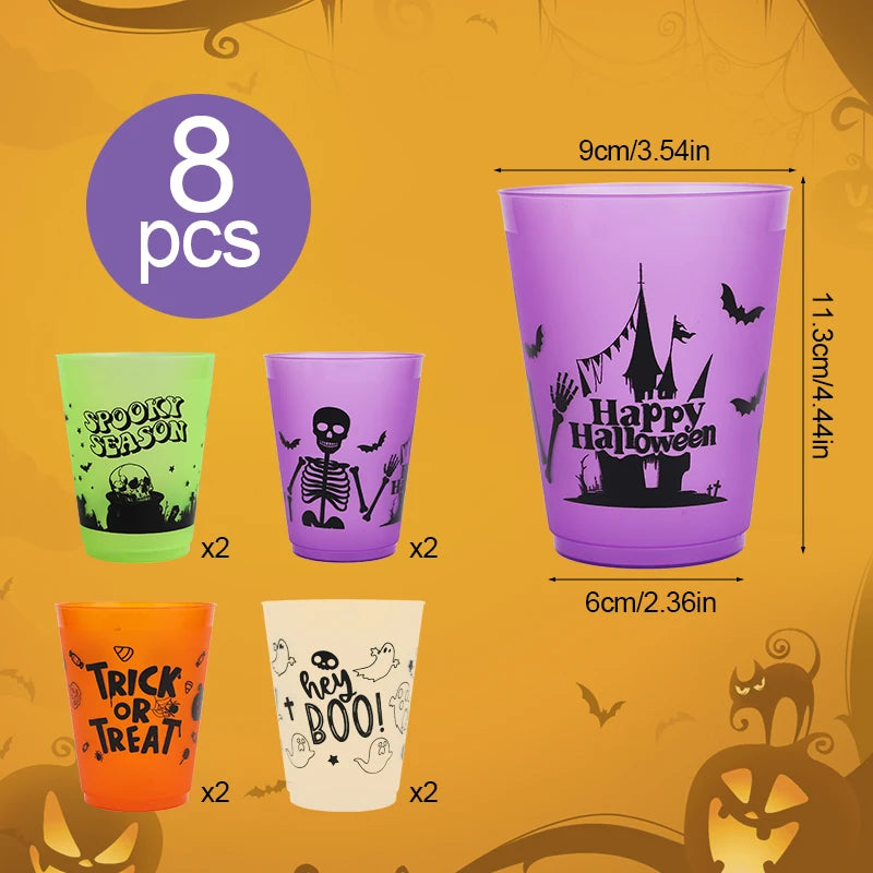 8-24Pcs Halloween Drinking Cups Boo Skull Plastic Juice Cocktail Cup for Halloween Party Home Table Decoration Supplies