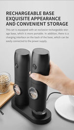 Rechargeable USB Electric Automatic Salt and Pepper Grinder Set Gravity Spice Mill Adjustable Spices Grinder Kitchen Tools