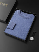 Men 100% Cashmere Thick Sweaters High Stretch Knitted Pullovers  2023 Winter Office Male Fashion  Loose Casual Tops DX01