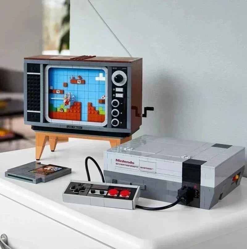 Retro Game Console Building Blocks Set – Classic Model with Joystick & Cartridges (Compatible Bricks)