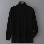 Men's 100% Pure Wool Pullover Sweater For Autumn Winter High Collar Knitted Long Sleeved Loose Solid Color Casual Simple Warmtop