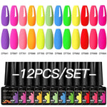 MEET ACROSS 12Pcs Gel Nail Polish Set 7.3ml Pink Blue Neon Macaron Color for Nails UV Gel LED Nail Art  Varnish Manicure Kit