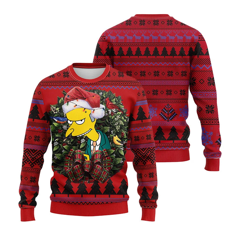 2026 Hot The Simpsons Print Sweatshirt Winter Christmas Ugly Hoodie Women's Casual Pullover Harajuku Festive Streetwear Y2k Top
