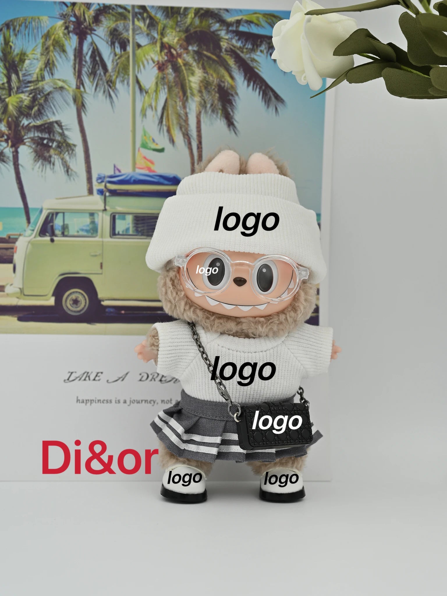 Labubu Haute Couture 17cm Doll Clothing| Gen1-3 Compatible | Designer Outfit with Mini Hat, Glasses & Shoes | Collectible Set