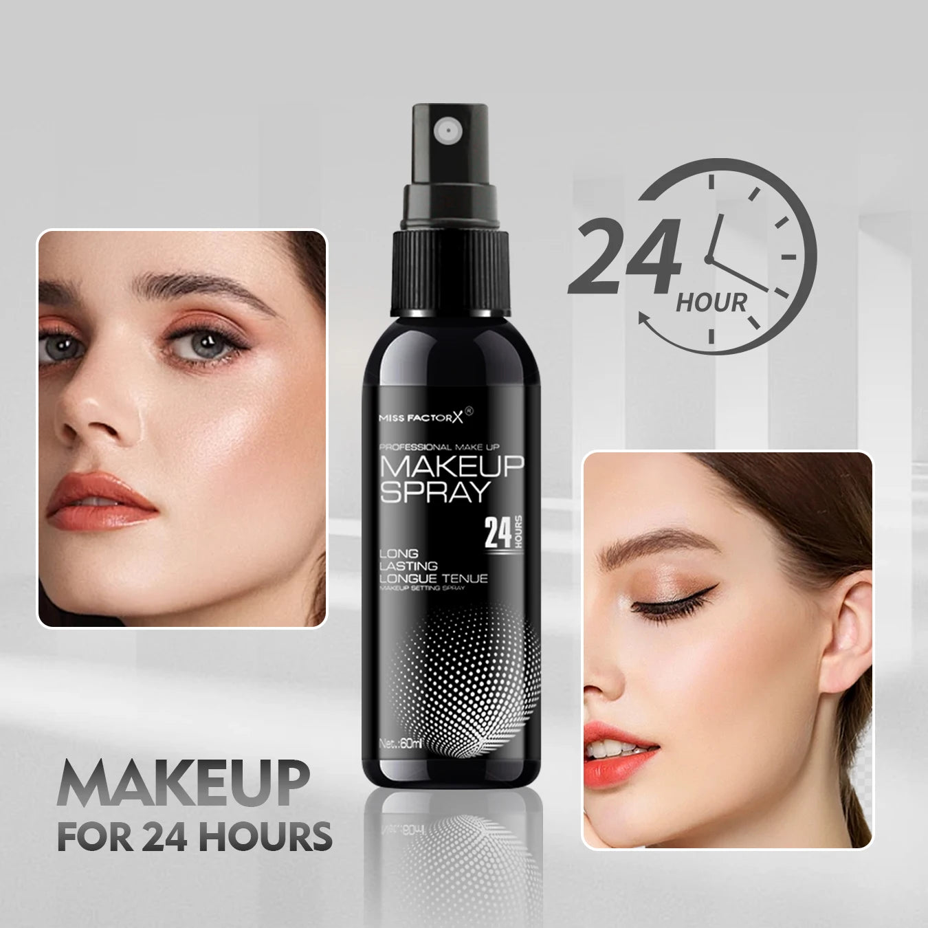 Black Polka Dot Setting Spray 60ml for face, long-lasting, anti-smudge-proof and 16 hours of makeup off wear natural finish