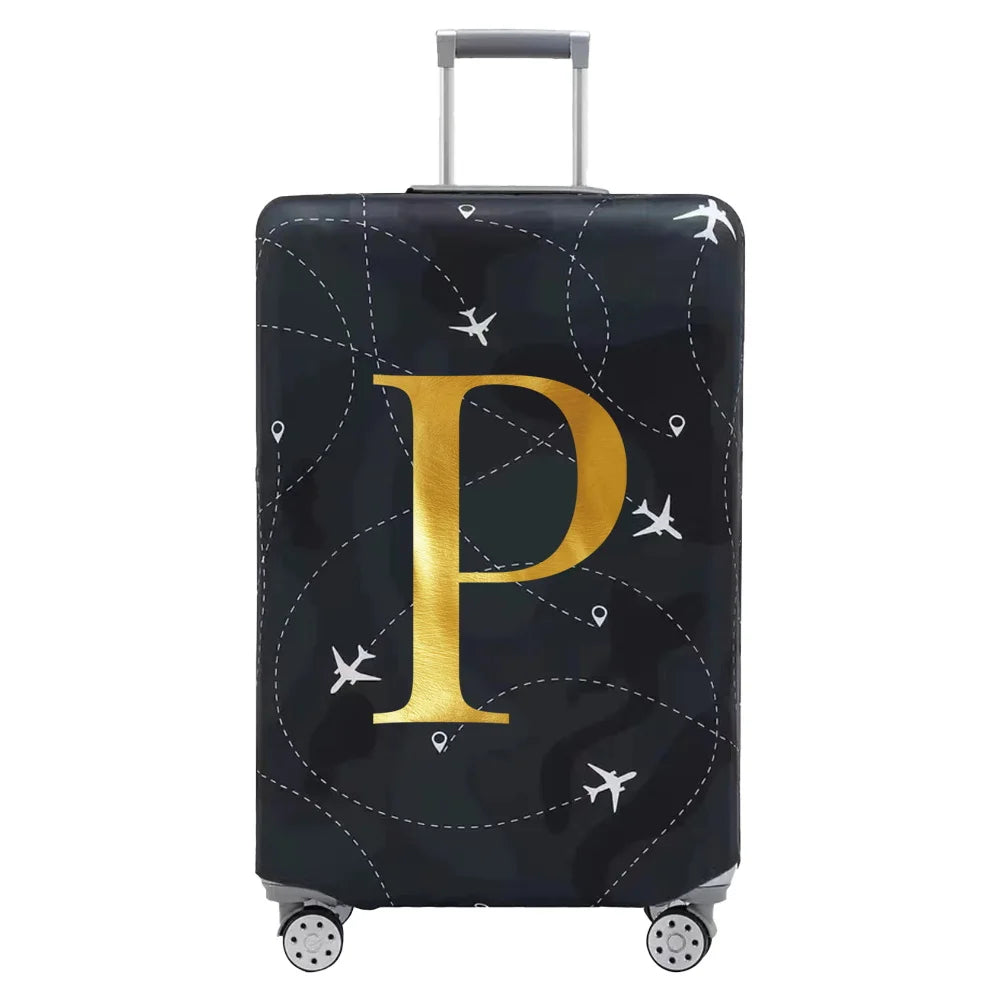 Luggage Compartment Protective Cover Letter Series Black Wear Resistant Fabric Dust Cover for18-32 Inch Travel Case Covers