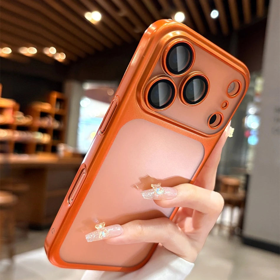 Luxury Matte Hard PC Ultra Slim Case for iPhone 17 Pro Max 17Pro ProMax Plating Camera Film Protector Frosted Shockproof Cover