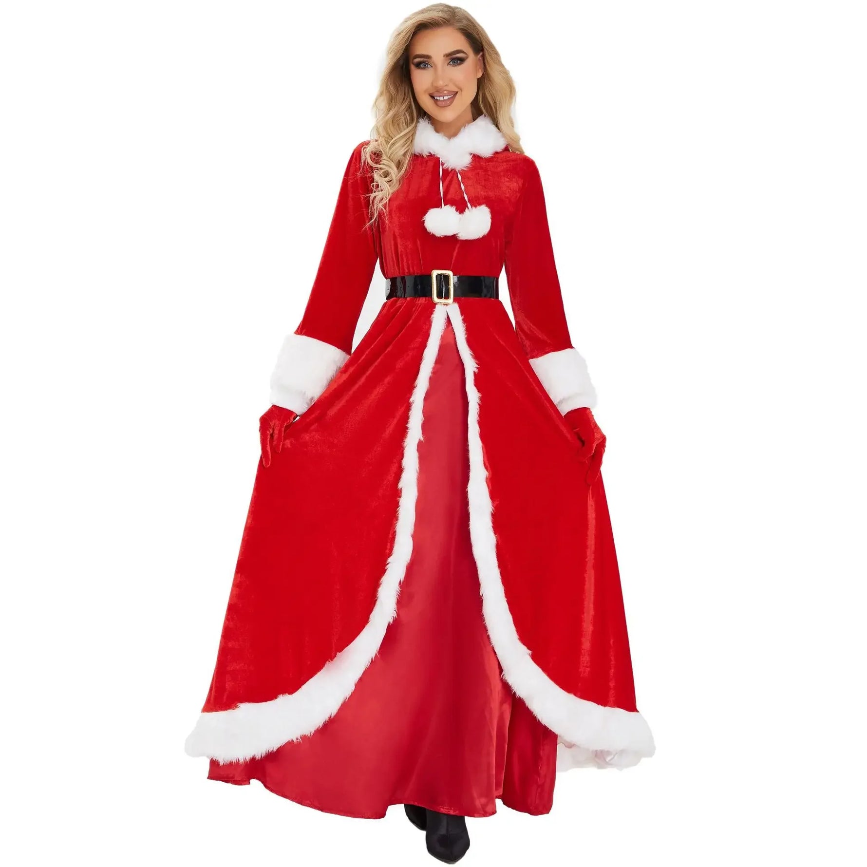 Deluxe Classic Mrs. Claus Kerst Kostuum Xmas Party Santa Claus Cosplay Vrouwen Rode Jurk Kerst Koningin Carnaval Feestjurk